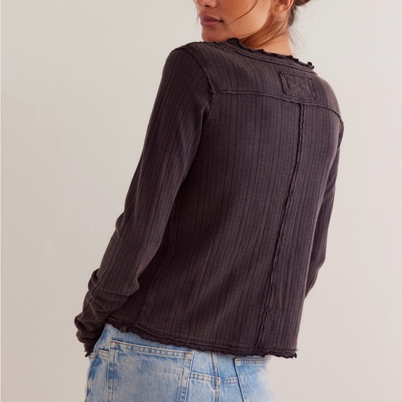 New We The Free Penny Pointelle Cardigan ~ Black - Picture 2 of 10